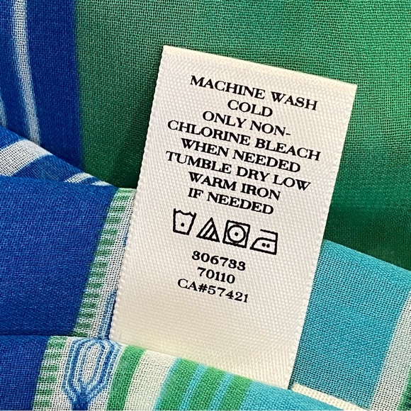 Ann Taylor Blue & Green Striped Poncho Caftan Top - Picture 5 of 7